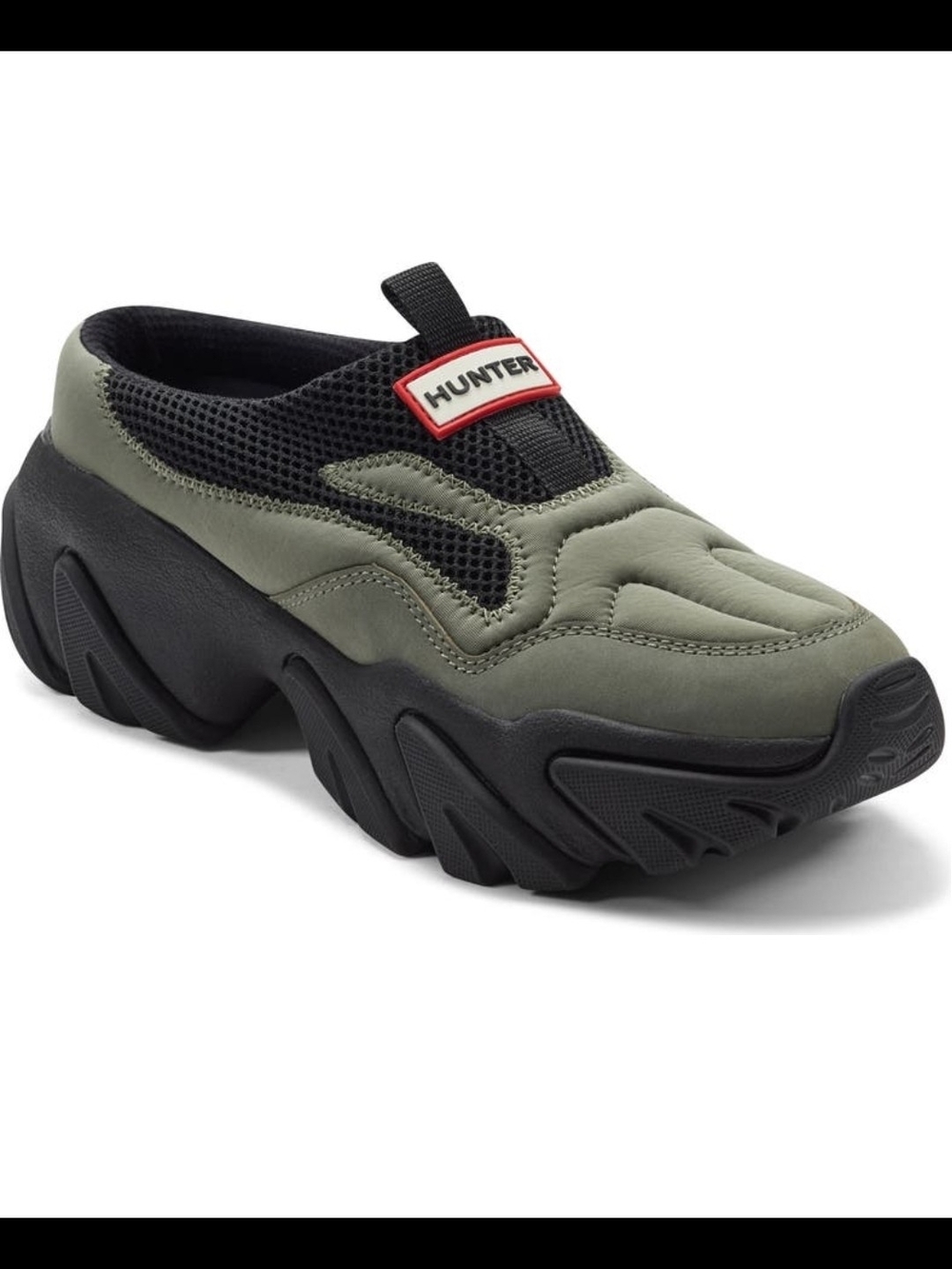 Hunter Olive Green & Black Slip-On Chunky Sole Shoe
